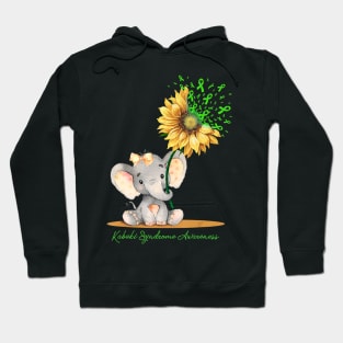 Kabuki Syndrome Awareness Cute Elephant Sunflower Lime Hoodie